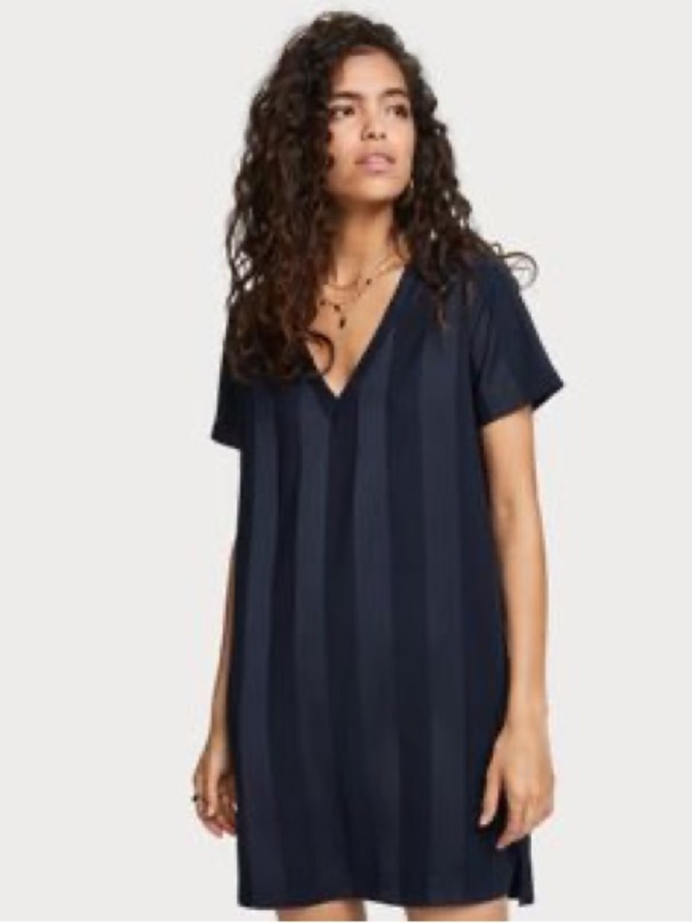 Scotch & Soda Tonal Striped Crepe Shift Dress Navy Blue Size Small